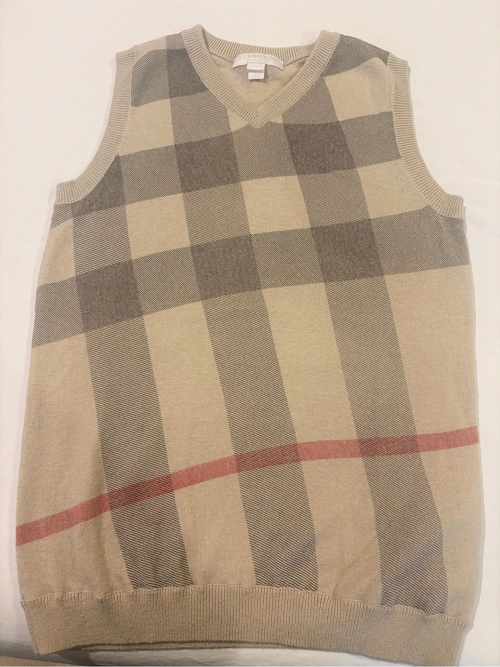 Burberry Children Vintage Check Knit Vest Beige & Gray Size Small